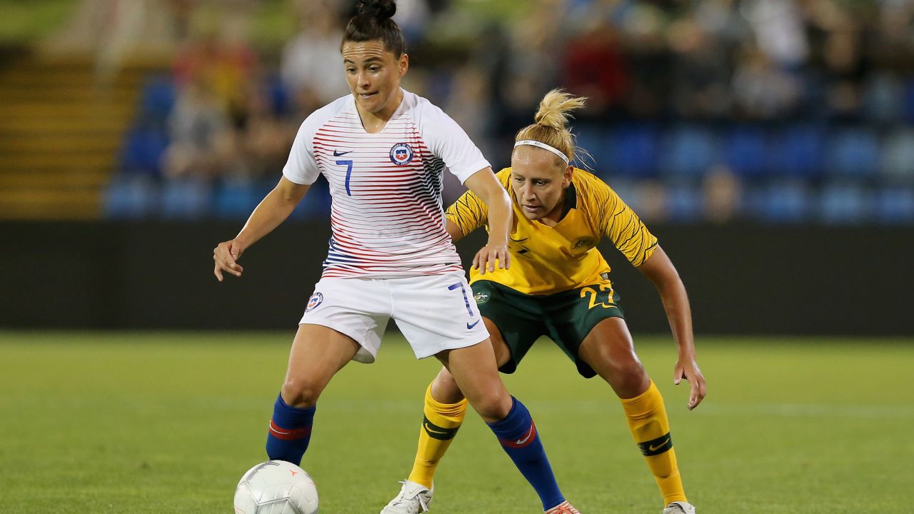 Maria Jose Rojas playing in a friendly against Australia.