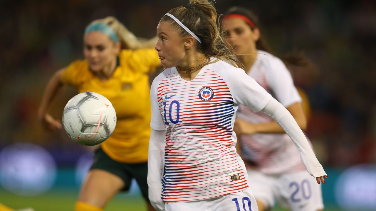 Chile forward Yanara Aedo during last year's friendly against Australia.
