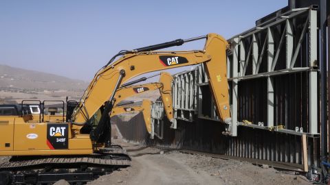 CNN observed crews working the US-Mexico border near the New Mexico-Texas state line with machinery Monday.