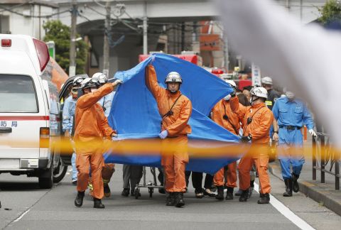 A man wielding a knife attacked commuters waiting at a bus stop just outside Tokyo during Tuesday morning's rush hour, Japanese authorities and media said.