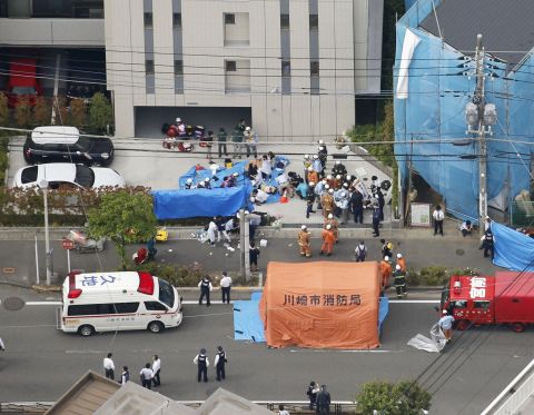 The incident took place earlier in the day near Noborito Station in the eastern Japan city, with nearly 20 people, including elementary school students, victims of the attack. 