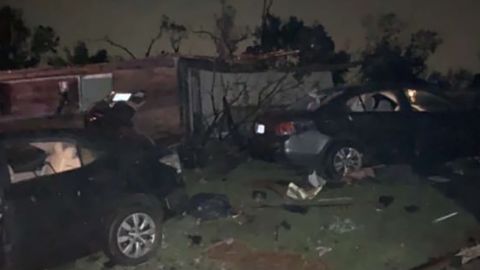 Michael Sussman's house in Brookville, Ohio, outside Dayton, was hit by a suspected tornado Monday.
