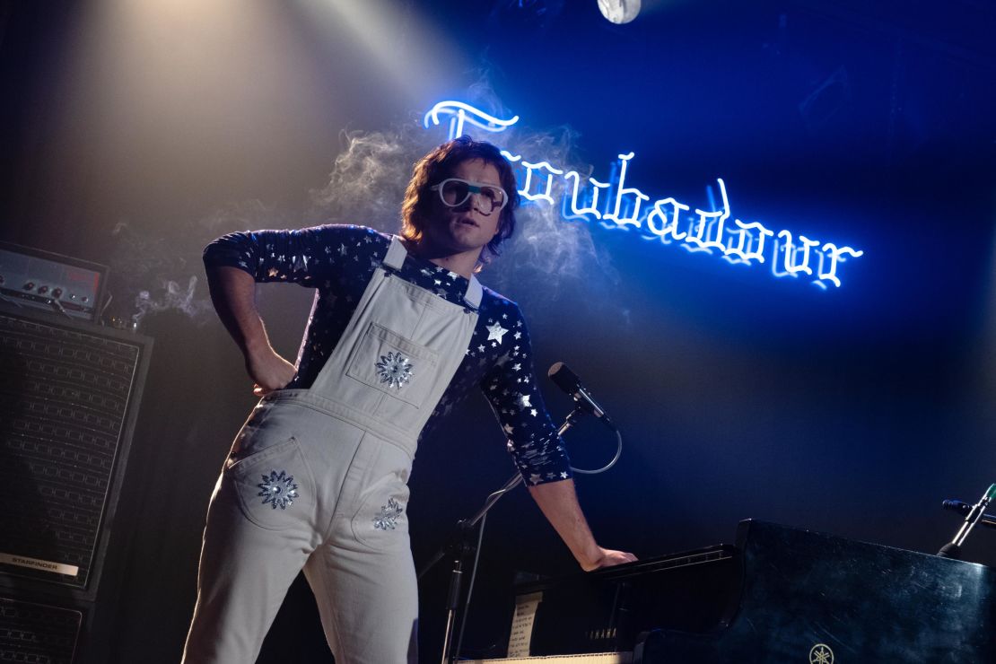 Taron Egerton as Elton John at the Troubadour club in California, the performance that broke John as an act in the US.
