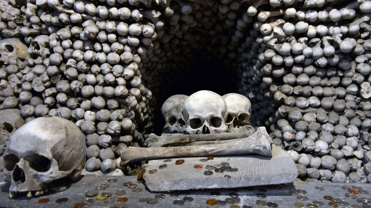 Sedlec Ossuary is adorned with around 40,000 human skeletons. 