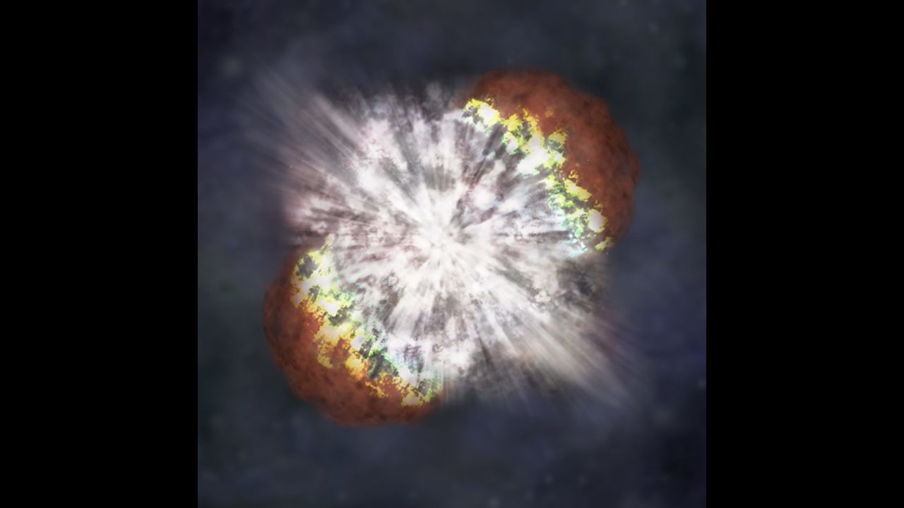 This is an artist's rendering of ancient supernovae that bombarded Earth with cosmic energy millions of years ago. 