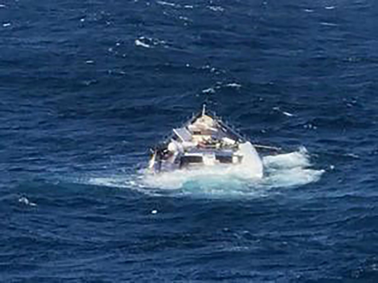 The prize-winning boat fell from a cargo ship into the sea, and was later pictured half-submerged.