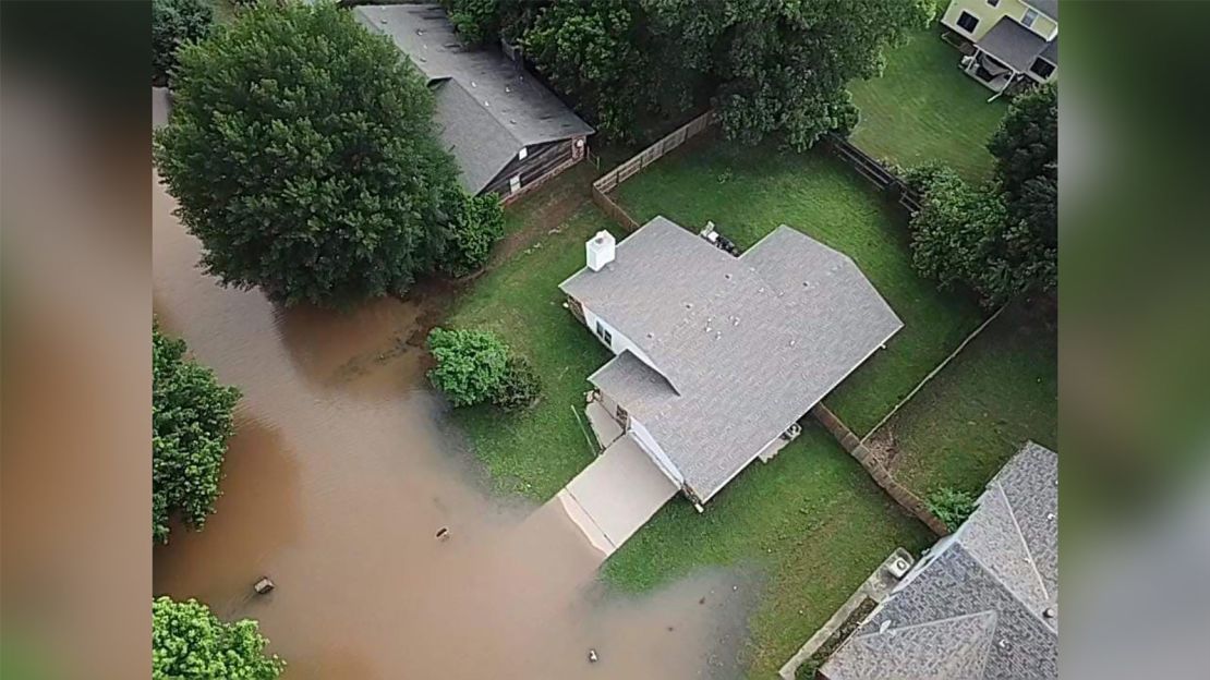 A screengrab from a neighbor's drone video of the William's house.