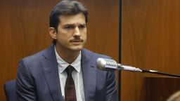 Actor Ashton Kutcher testifies in court in Los Angeles on May 29, 2019, during the trial of People v Michael Thomas Gargiulo. 