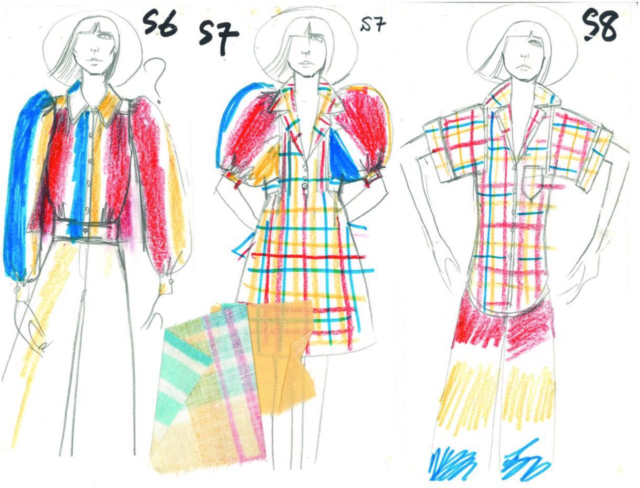 Three sketches from Kenzo's 1972 collection.