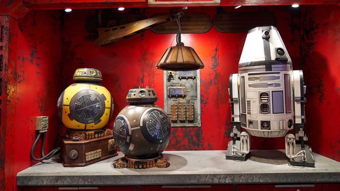 Droids inside the shop where you can custom-build your own remote-controlled mini BB unit or R2 astromech droid.