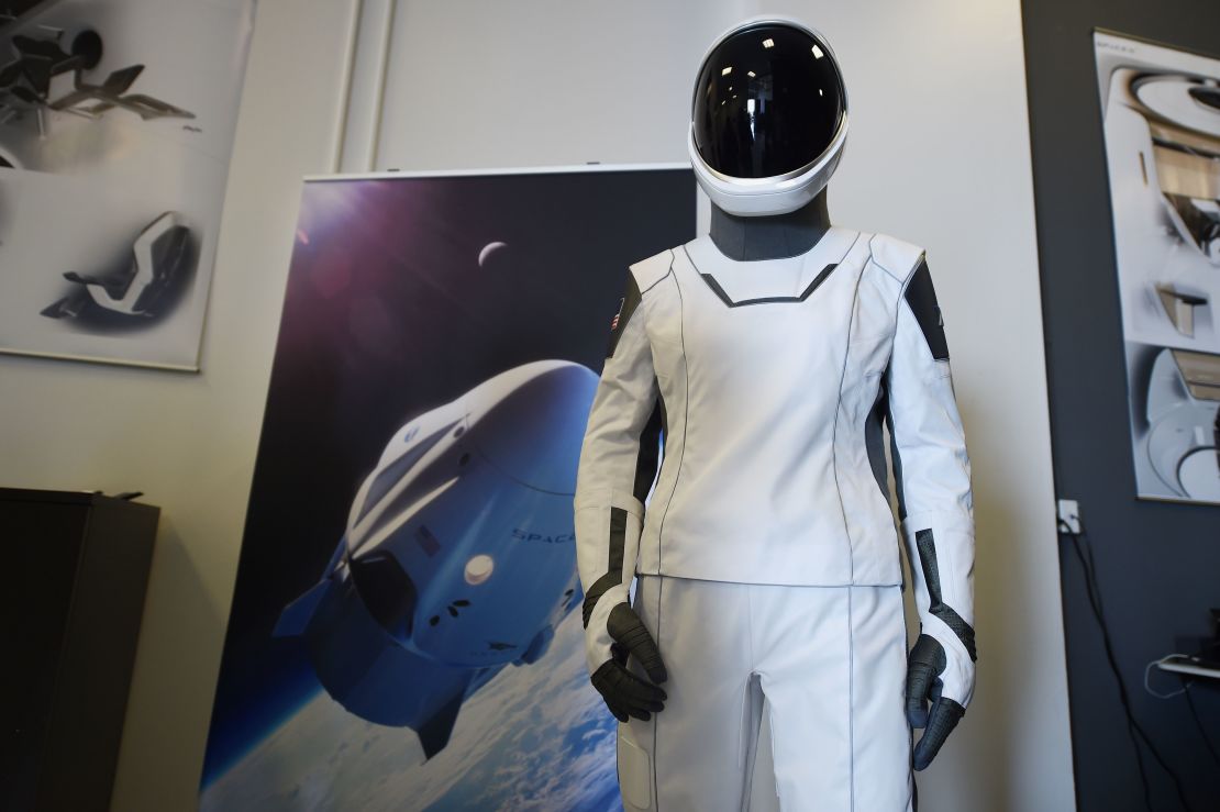 The SpaceX spacesuit is designed so that power, water and air connections all pass through one panel in the middle of the suit's right thigh.