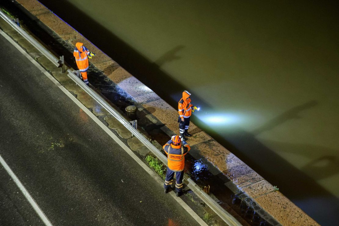 National disaster management rescue staff participate in a search operation for survivors on Danube.