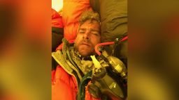 Ian Stewart covered in icicles and snow collapses in his tent after summiting Everest nearly killed him. He says what kept him going was his mantra, based on his promise to his wife. "You promised Katie to get back safely." he repeated over and over. 