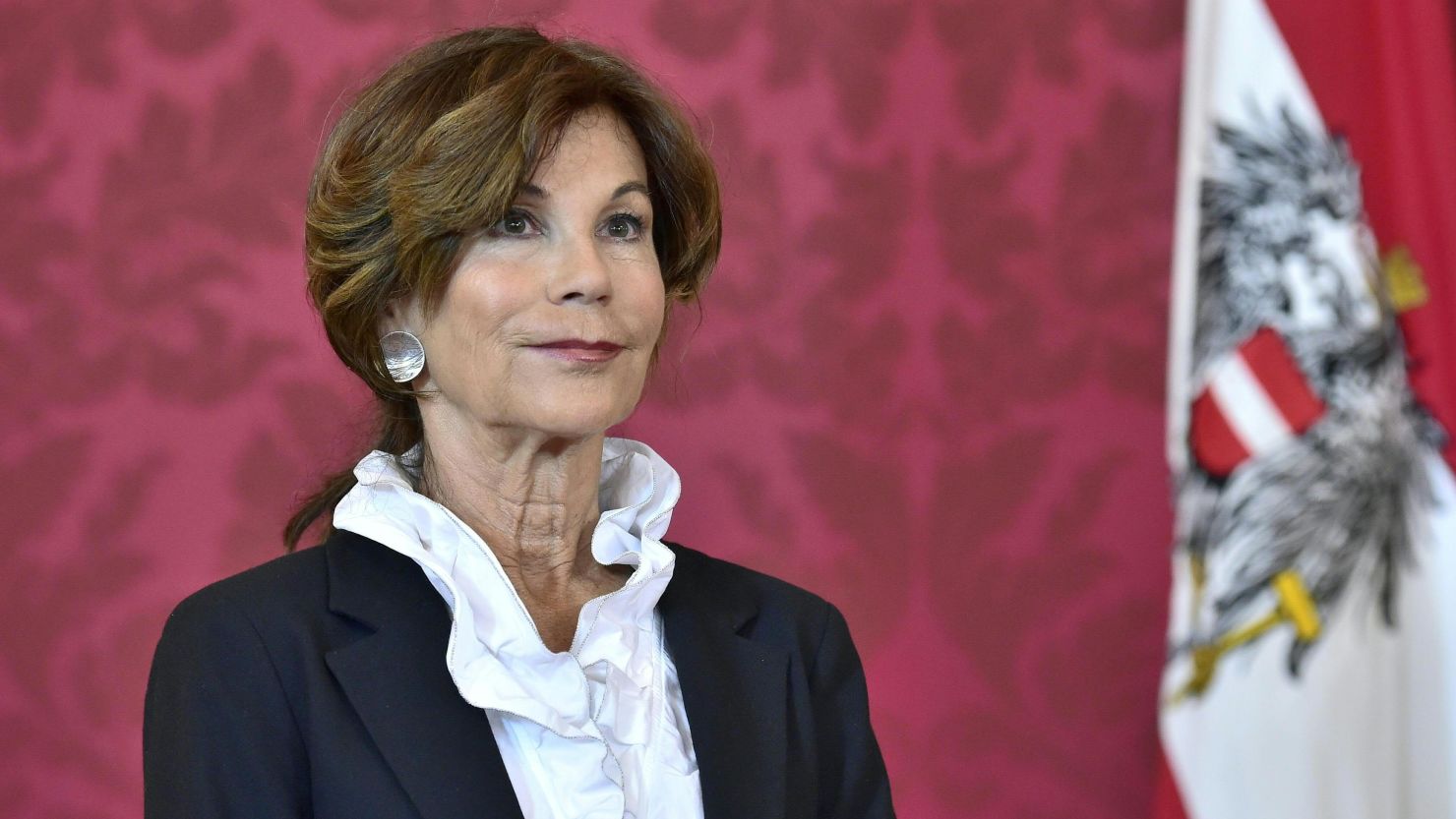 Brigitte Bierlein looks on as Austria's President names her as interim chancellor on Thursday. 