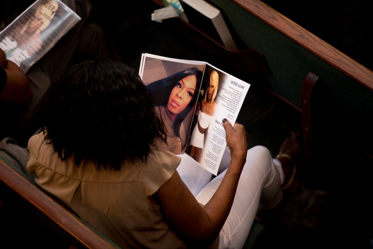 The funeral program included recent photos of Booker and pictures of her before she transitioned, in what an organizer called a "compromise" for the family.