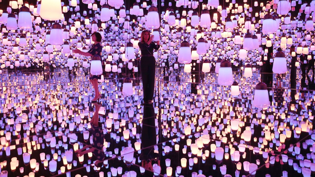 US first lady Melania Trump, right, and Japanese first lady Akie Abe visit a digital art museum while Trump and her husband were in Tokyo on Sunday, May 26. <a href="https://www.cnn.com/2019/05/26/politics/gallery/trump-tokyo-state-visit/index.html" target="_blank">See more photos of the Trumps in Japan</a>