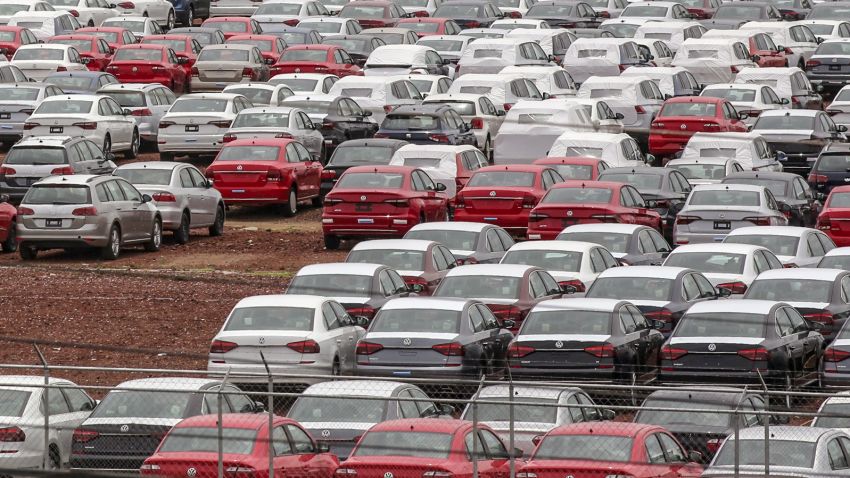 View of cars at the Volkswagen plant in Puebla, Mexico, on August 27, 2018. - Mexican President-elect Andres Manuel Lopez Obrador's advisers hailed a new trade deal with the United States, saying it represented progress on energy and wages for Mexico's workers. (Photo by Jose Castanares / AFP)        (Photo credit should read JOSE CASTANARES/AFP/Getty Images)