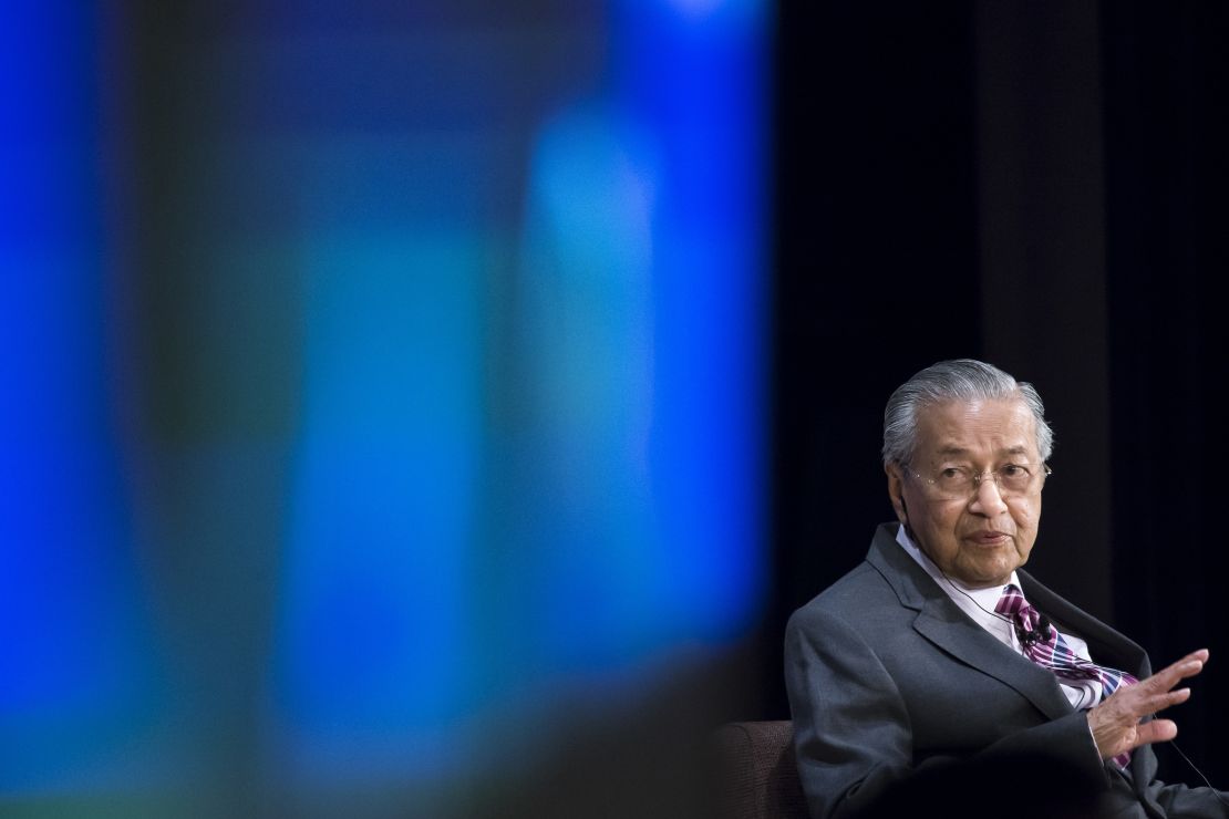 Malaysian Prime Minister Mahathir Mohamad speaking on Thursday in Tokyo.