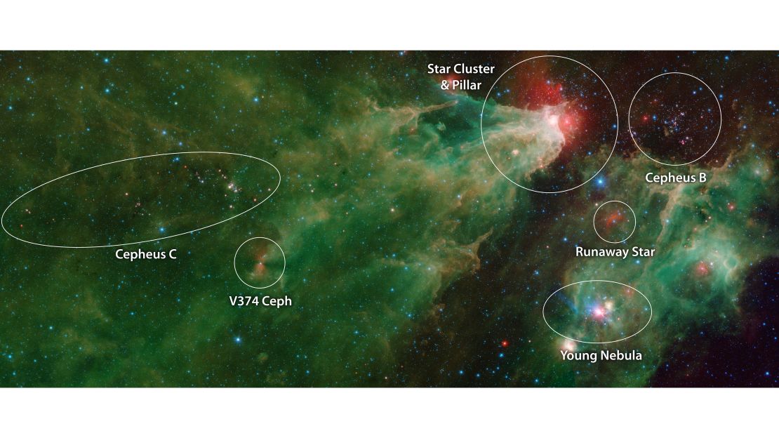 This version of the image was annotated by NASA to point out specific features.