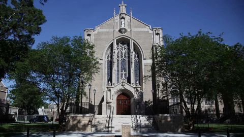 New Orleans' National Shrine of Our Lady of Prompt Succor sustained damage in Hurricane Katrina. 