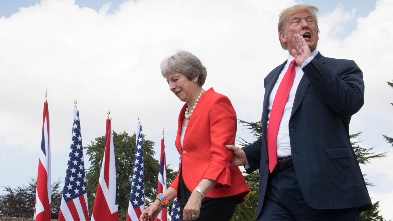 Donald Trump and Theresa May at the prime minister's country residence last July.