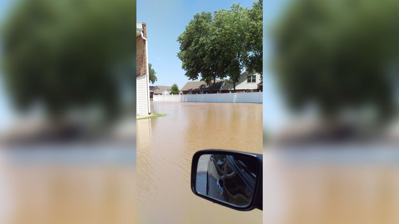 Shelia Clayton's son, Wilfred Jackson, took this photo of the flooding near the family's apartment in Fort Smith, Arkansas.