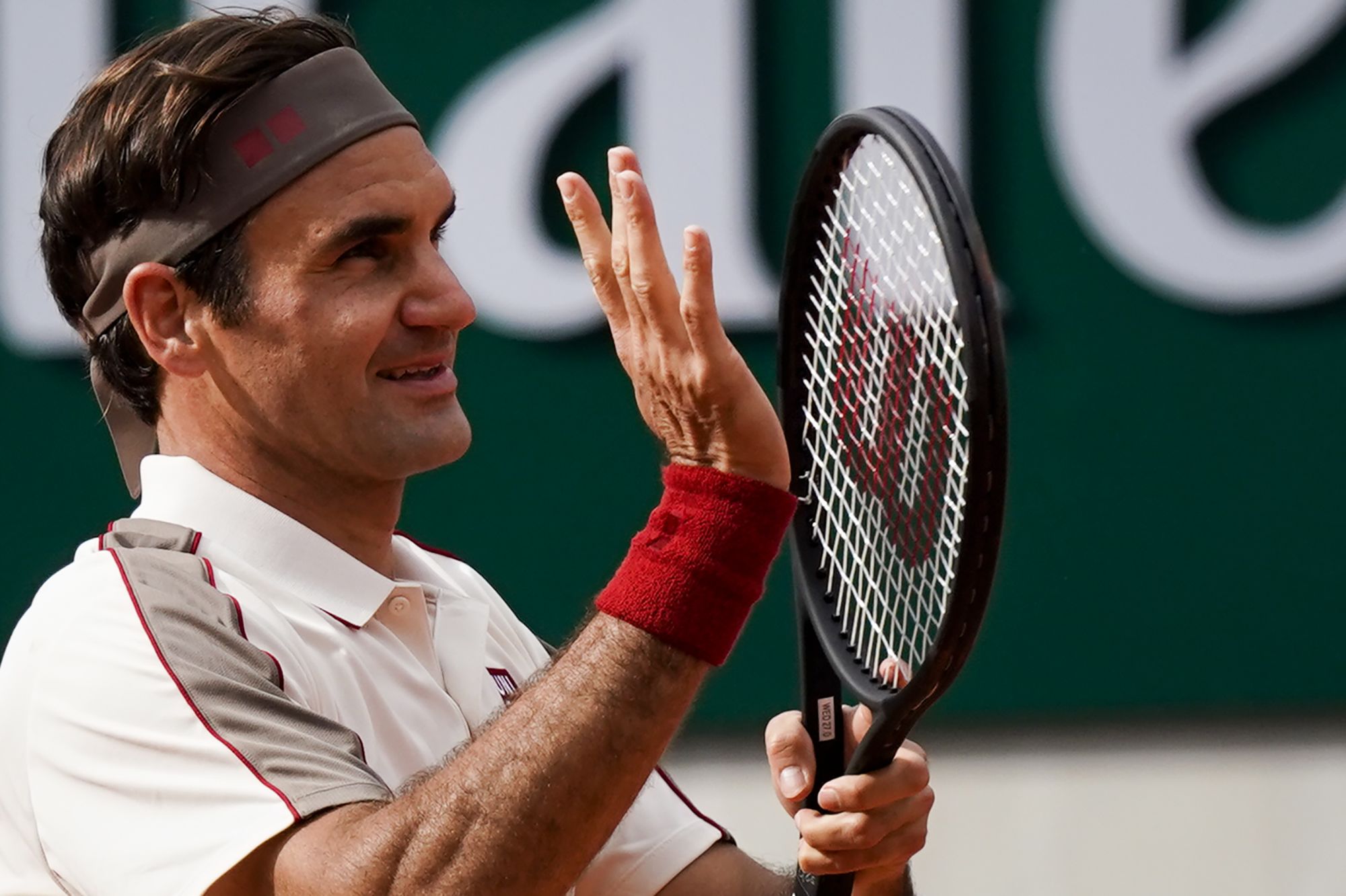 Roger Federer was all smiles after he beat Casper Ruud at the French Open.