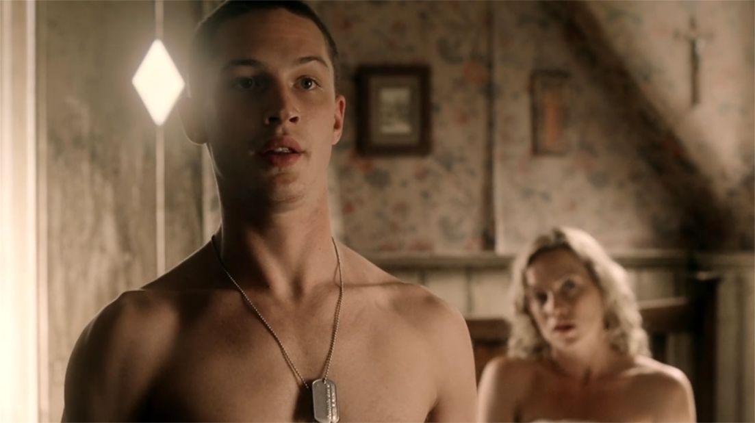 In two episodes, Hardy plays John A. Janovec, a low-ranking soldier who gets caught with his pants down -- literally. 