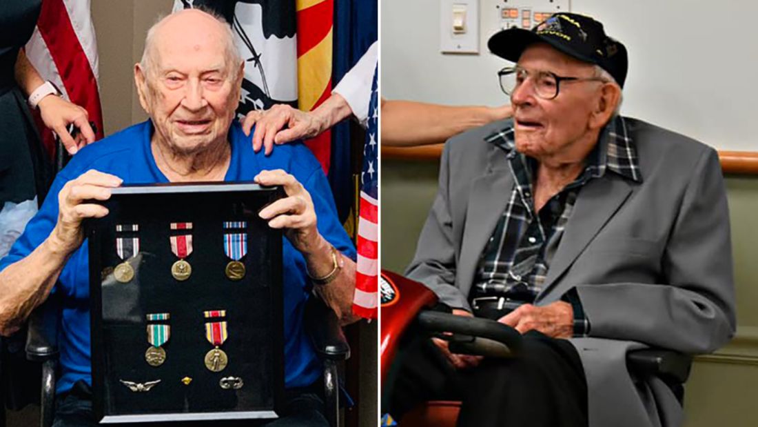 Albert Malcos and Raymond Chambers both received medals for their military service in World War II over 70 years later. 
