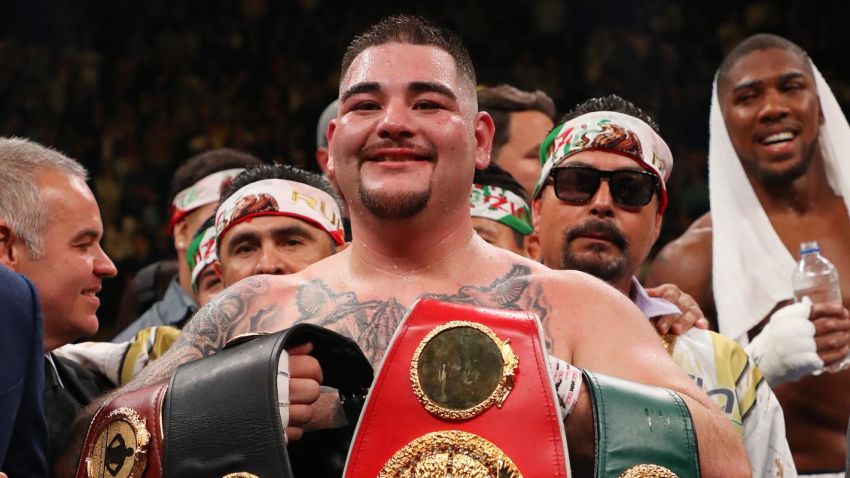 NEW YORK, NEW YORK - JUNE 01:  Andy Ruiz Jr celebrates his seventh round tko against  Anthony Joshua after their IBF/WBA/WBO heavyweight title fight at Madison Square Garden on June 01, 2019 in New York City. (Photo by Al Bello/Getty Images)