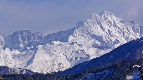 A view of the Himalayan range including Trishul, Nanda Devi and Chaukhamba from Chopta Valley. An international team of eight climbers has gone missing while trying to climb Nanda Devi.