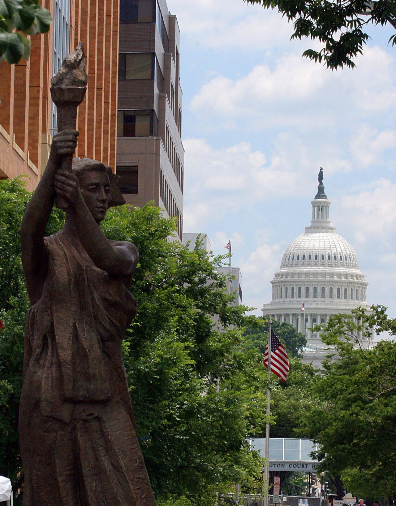 A replica of the statue was erected in Washington, DC, where it's known as the Victims of Communism Memorial.