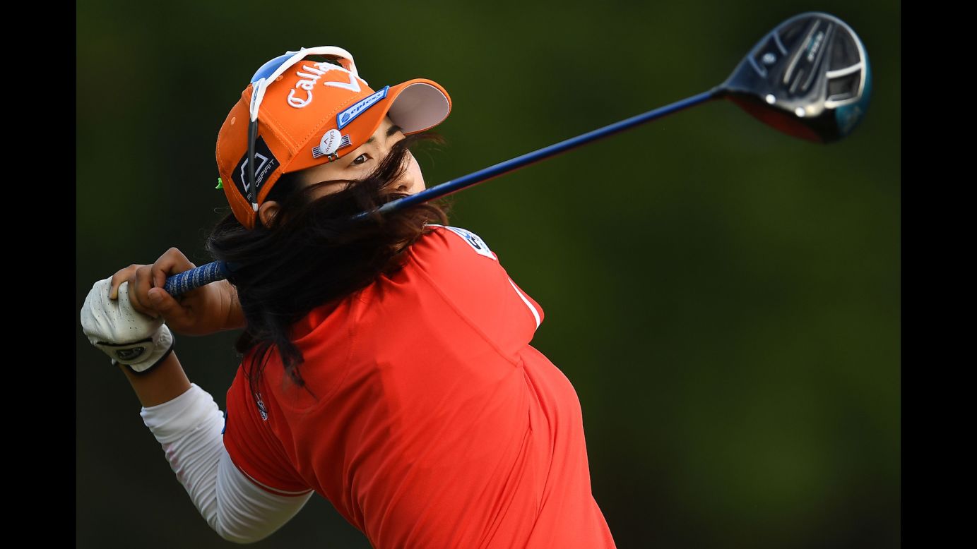 Haruka Amamoto of Japan hits her tee shot on the fourth hole during the second round of the U.S. Women's Open Championship at the Country Club of Charleston on Friday, May 31.