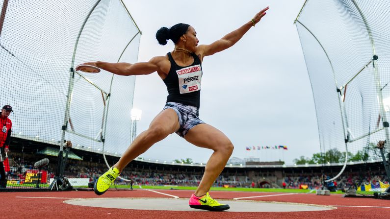 Yaimé Perez of Cuba competes in women's Discus Throw during the IAAF Diamond League in Stockholm, Sweden on May 30.