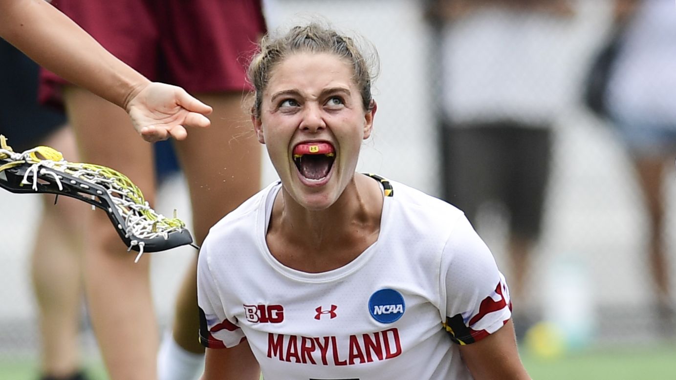 Jen Giles of Maryland celebrates after scoring a goal against Boston College in the second half of the NCAA Division 1 Lacrosse National Championship Game at Homewood Field in Baltimore, Maryland, on Sunday, May 26. <a href="https://www.cnn.com/2019/05/26/sport/gallery/what-a-shot-sports-0526/index.html" target="_blank">See 23 amazing sports photos from last week</a>