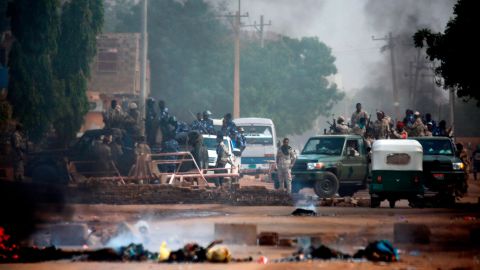 Sudanese forces are deployed around Khartoum's army headquarters on June 3.