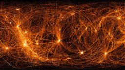 This image of the whole sky shows 22 months of X-ray data recorded by NASA's Neutron star Interior Composition Explorer (NICER) payload aboard the International Space Station during its nighttime slews between targets.