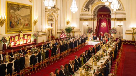 Members of Spain's royal family were the guests of honor at a Buckingham Palace state banquet in 2017.