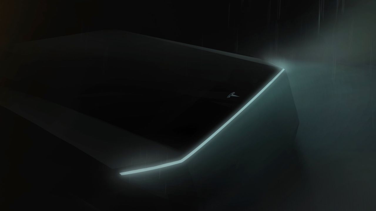 A teaser photo released by Tesla in March doesn't reveal much about the truck's design.