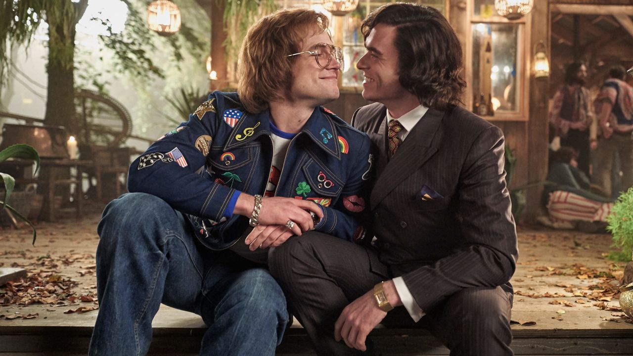 Taron Egerton as Elton John and Richard Madden as John Reid in 'Rocketman.'