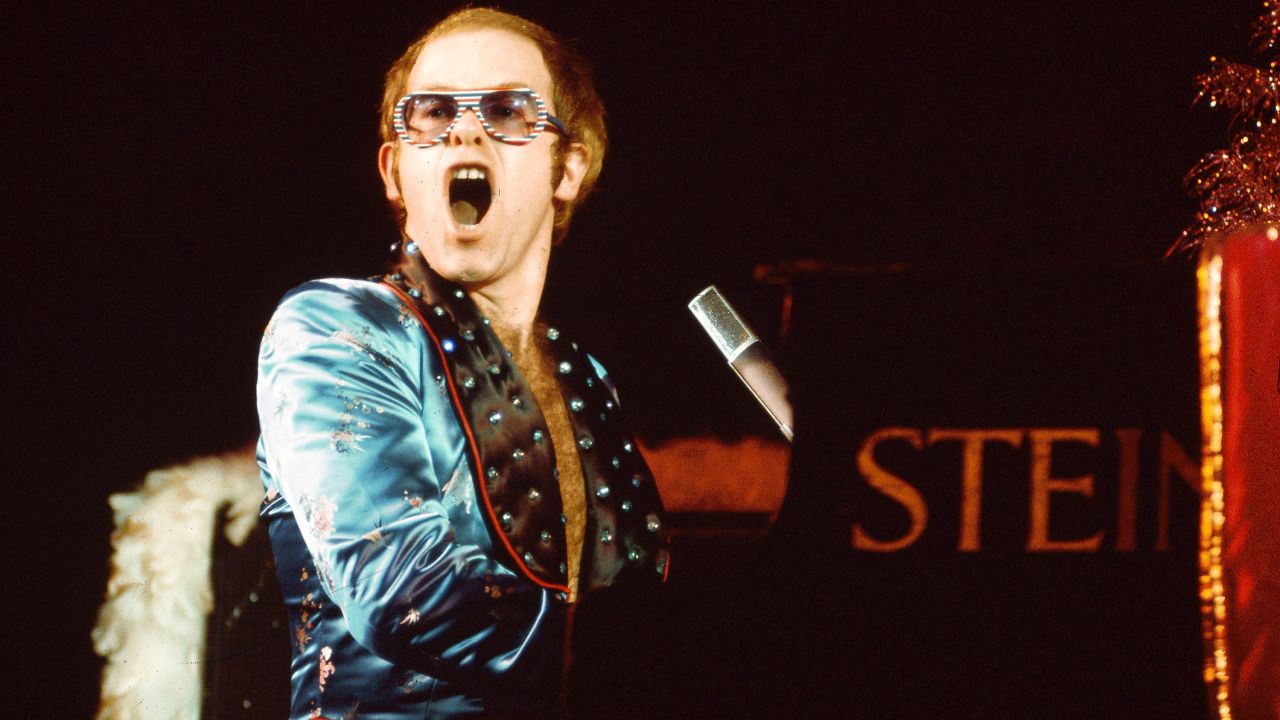 Elton John performs in 1973.
