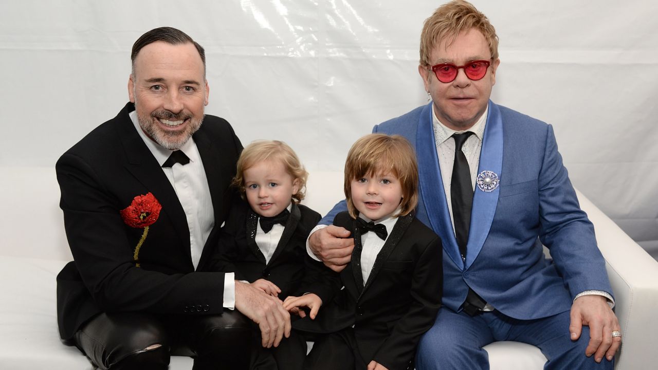 David Furnish, Elijah Furnish-John, Zachary Furnish-John and Sir Elton John in 2015.
