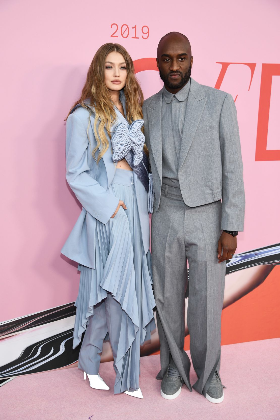 Gigi Hadid and Virgil Abloh on the red carpet at the CFDA Fashion Awards.
