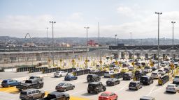 Cars pass from the US into Mexico at the border crossing in San Ysidro, California on May 31, 2019. 