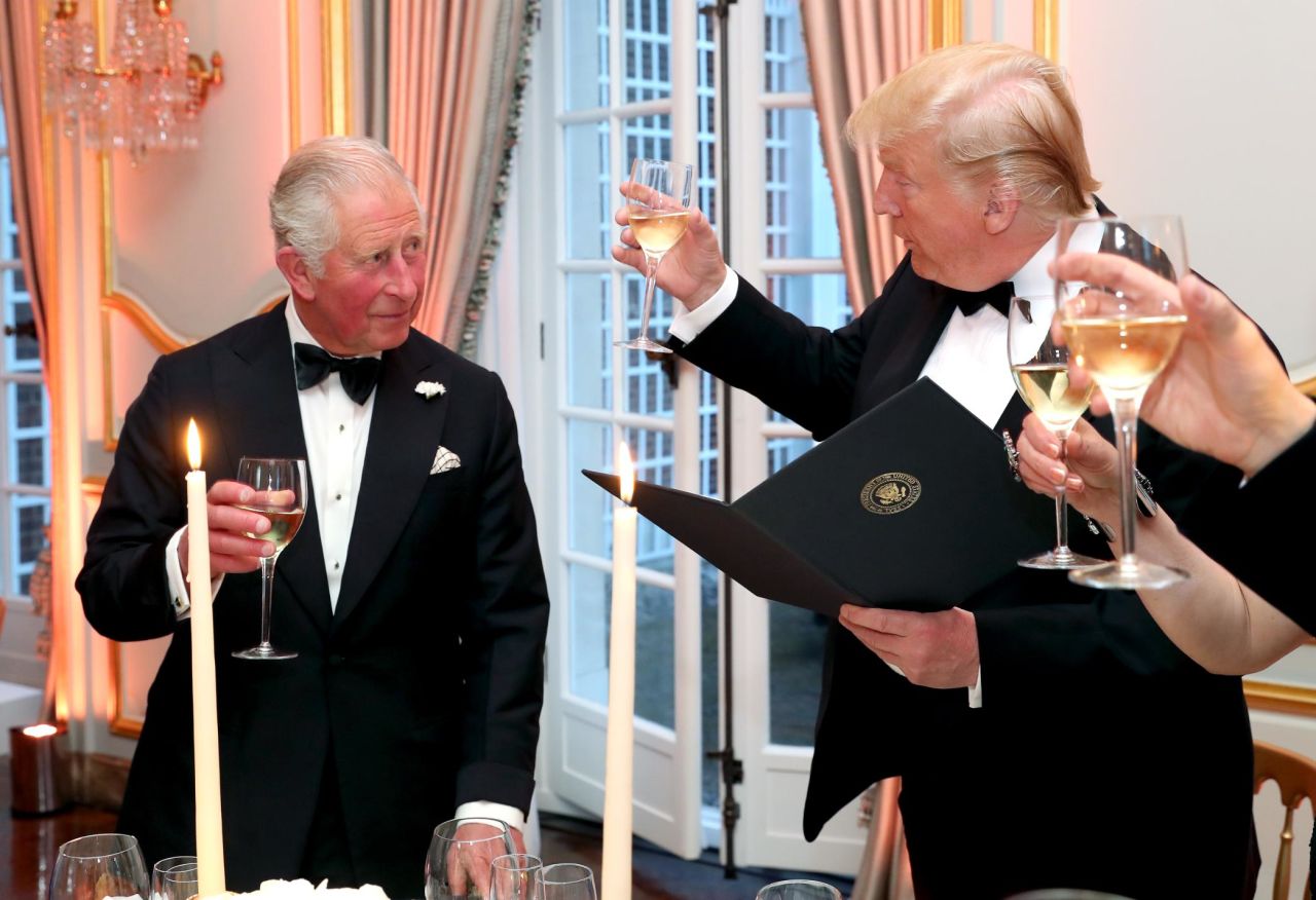 Trump and Prince Charles share a toast at Winfield House.