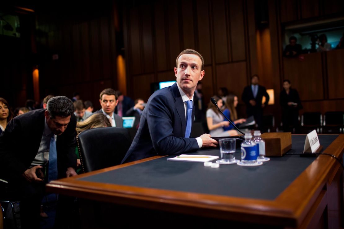 WASHINGTON, DC - APRIL 10: Facebook cofounder and CEO Mark Zuckerberg testifies before a combined Senate Judiciary and Commerce committee hearing on Capitol Hill April 10, 2018 in Washington, DC. (Photo by Zach Gibson/Getty Images)