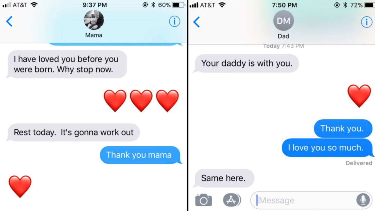 Rainey parents text messages
