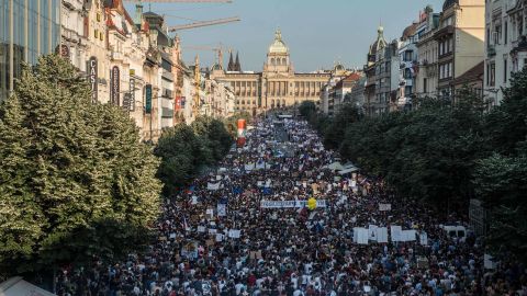 The rally in Prague demanded the resignation of Czech Prime Minister Andrej Babis.