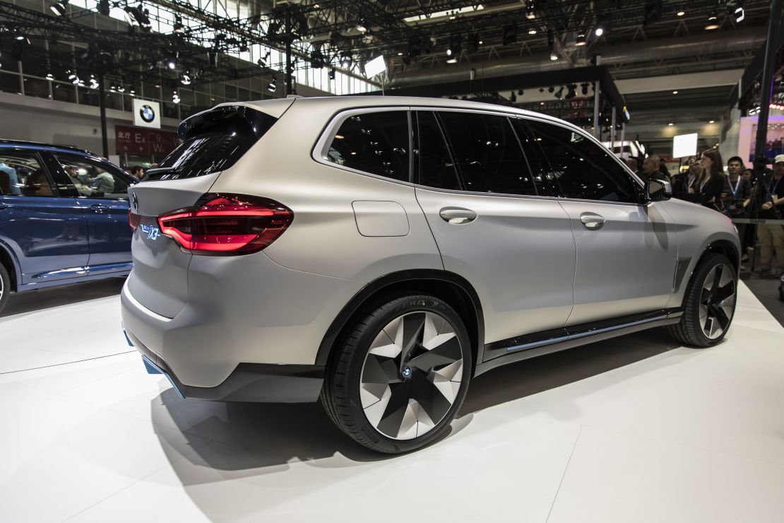 A BMW iX3 on display at the Beijing International Automotive Exhibition in 2018. 