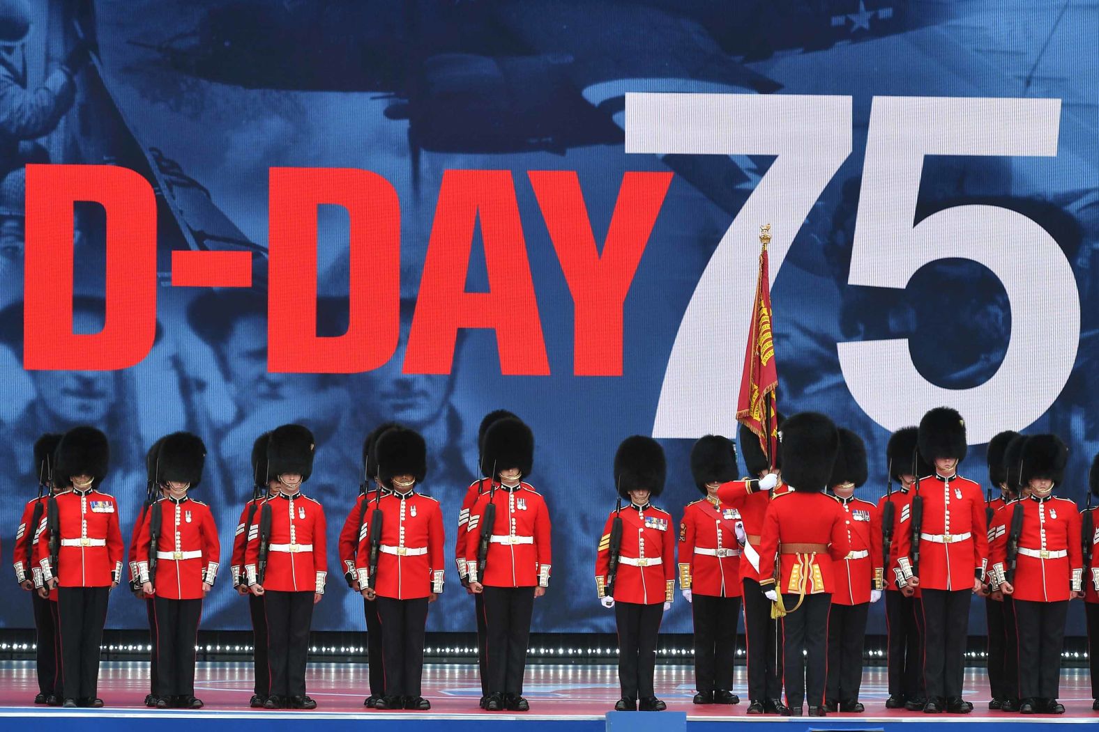 Members of Britain's Household Cavalry participate in the proceedings at Portsmouth.